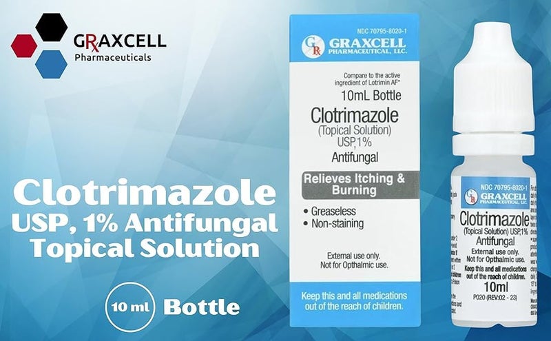 Graxcell محلول جراكسل كلوتريمازول 1% المضاد للفطريات | تخفيف سريع لقدم الرياضي، حكة الفخذ، السعفة | يهدئ الحكة والحرقة (عبوة من 1) أقصى قوة - Image 2